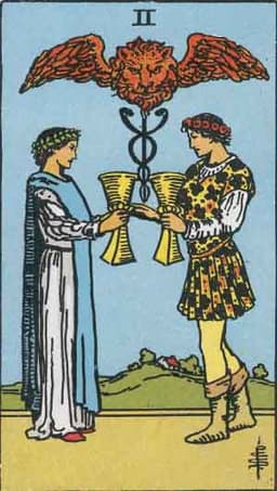 Карта Таро Двойка Кубков — Two of Cups