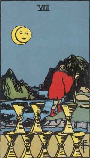 Карта Таро Восьмёрка Кубков — Eight of Cups