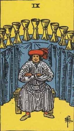 Карта Таро Девятка Кубков — Nine of Cups