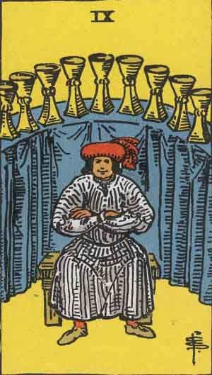Карта Таро Девятка Кубков — Nine of Cups