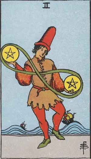 Карта Таро Двойка Пентаклей — Two of Pentacles