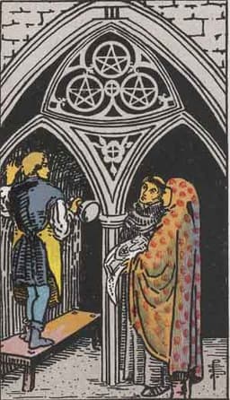 Карта Таро Тройка Пентаклей — Three of Pentacles