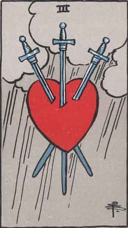 Карта Таро Тройка Мечей — Three of Swords