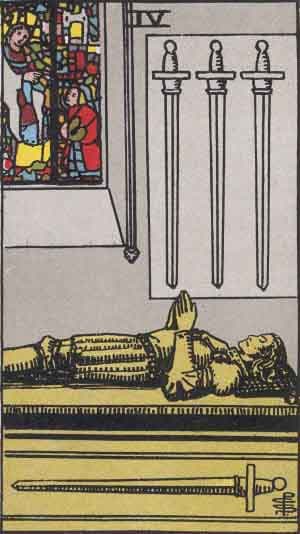 Карта Таро Четвёрка Мечей — Four of Swords