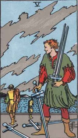 Карта Таро Пятёрка Мечей — Five of Swords