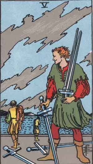 Карта Таро Пятёрка Мечей — Five of Swords