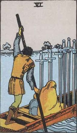 Карта Таро Шестёрка Мечей — Six of Swords