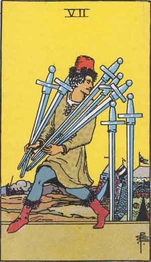 Карта Таро Семёрка Мечей — Seven of Swords