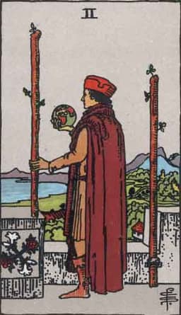 Карта Таро Двойка Жезлов — Two of Wands