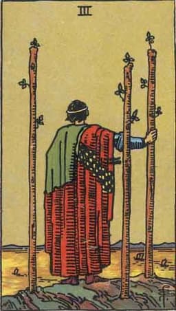 Карта Таро Тройка Жезлов — Three of Wands