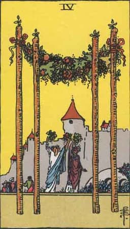 Карта Таро Четвёрка Жезлов — Four of Wands