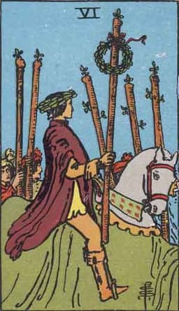 Карта Таро Шестёрка Жезлов — Six of Wands