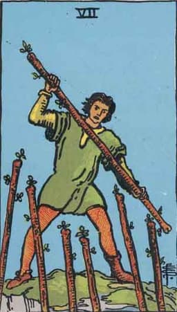 Карта Таро Семёрка Жезлов — Seven of Wands