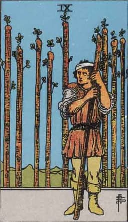 Карта Таро Девятка Жезлов — Nine of Wands
