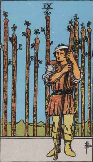 Карта Таро Девятка Жезлов — Nine of Wands